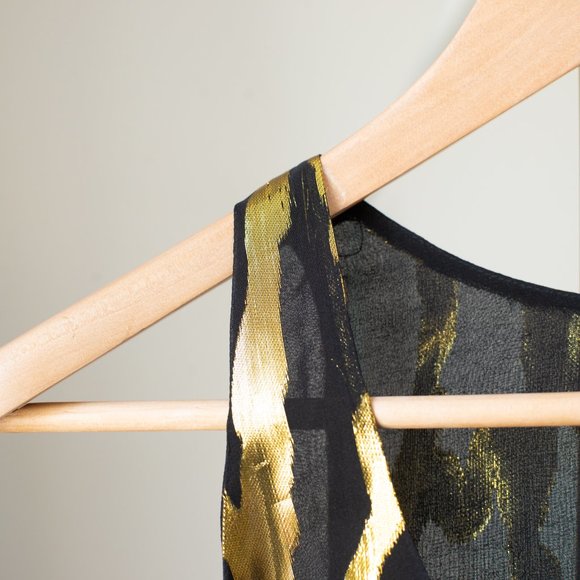Black & Gold sleeveless blouse / tank Small - Picture 4 of 9